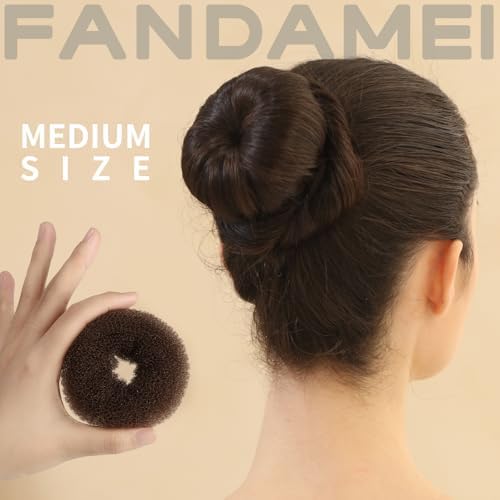 FANDAMEI 6 PCS Hair Bun Makers for Kids, 10 Invisible Bun Nets for Ballet Girls, 3PCS Extra Small 3PCS Small Donut Buns for Hair Kids, Bun Makers Hair Nets for Buns with 5 Elastics 20 Pins (Brown) - Image 4