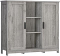 Iwell Storage Cabinet with 2 Doors and 4 Adjustable Shelves, Buffet Cabinet with Storage, Floor Cabinet for Living Room, Entryway, Kitchen, Rustic Gray by IWELL
