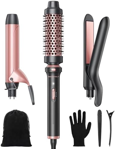 Wavytalk 3 in 1 Curling Wand Set with Heated Round Brush, Versatile Styling by wavytalk-HairTalks