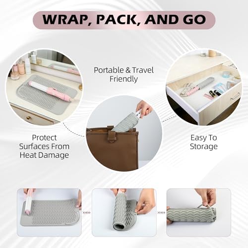 Silicone Heat Resistant Mat for Hair Tools, 11" x 7.5", Gray - Image 3