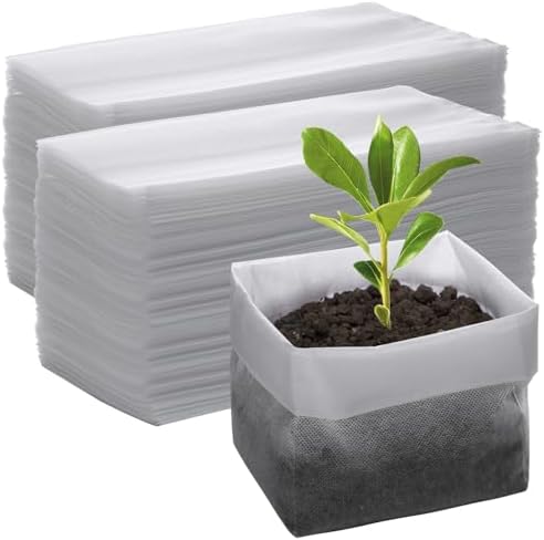 GREANER 200 PCS Nursery Bags for Plants, 11"x11.8" Biodegradable Plant Starter Bags, Aeration Grow Bags Seedling Pots Container for Plant, Seedling, Flower, Potato, Tomato Plant Starts by GREANER