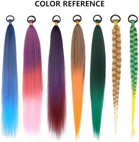 2 Pc Braid Ponytail Extension with Hair Tie Green Gradient Braid Extensions - Image 4