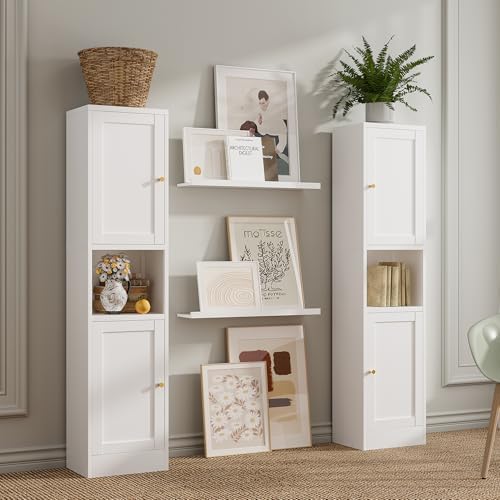 Bevivog Slim Kitchen Pantry Cabinet for Small Space, 67" Tall Narrow Storage Cabinets with Hutch and 3 Adjustable Shelves, Freestanding Tall Slim Bathroom Storage Cabinet - Image 2