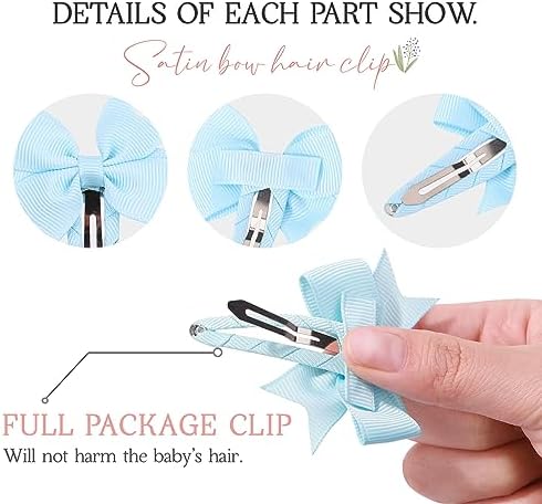 40PCS Snap Baby Hair Bows Clips for Girls Grosgrain Ribbon Fully Wapped 2 Inch Infant Hair Barrettes Accessories for Baby Girls Newborns Toddler - Image 4