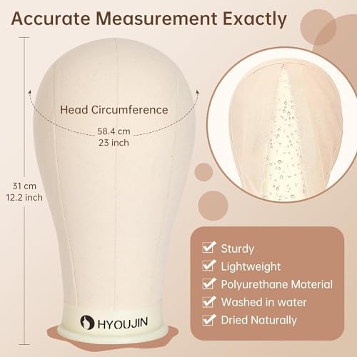 HYOUJIN Wig Stand with 23“ Mannequin Head,With Foot Panel for Making - Image 5