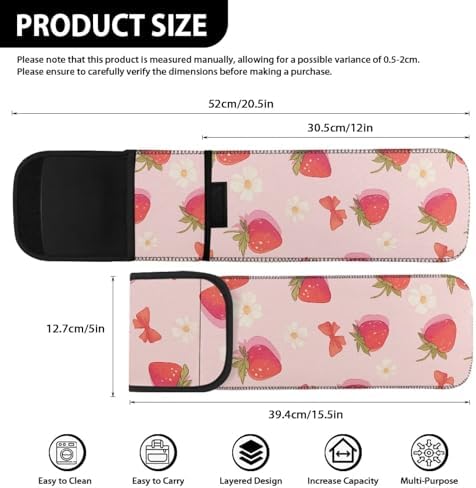 Universal Curling Iron Travel Case, Canvas Heat-Resistant Curling & Flat Iron Holder Travel Case, Hot Curling Iron Holder for Hair Tools Travel Bag or Daily Use Strawberry - Image 5
