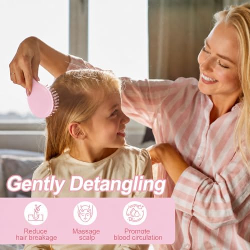 Mini Hair Bursh for Women Girls, Protable Travel Size Hair Brush for Pockets Purse backpack, Mini Detangler Brush for All Hair Types, Small Hair Brush for Detangling(Pink) - Image 4