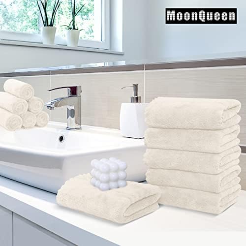 MOONQUEEN 18 Pack Premium Hand Towels - Quick Drying - Microfiber Coral Velvet Highly Absorbent Towels - Multipurpose Use as Hotel, Bathroom, Shower, Spa, Hand Towel 16 x 28 inches (Cream) - Image 2