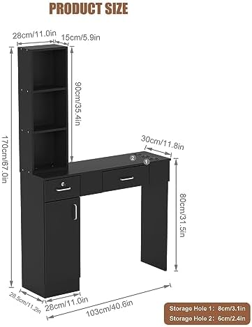 Modern Compact Salon Station No Mirror, Locking Beauty Spa Styling Station for Hair Stylist with Ample Storage - Ideal for Home Salon, Bedroom, Bathroom, Hairdresser - Image 5