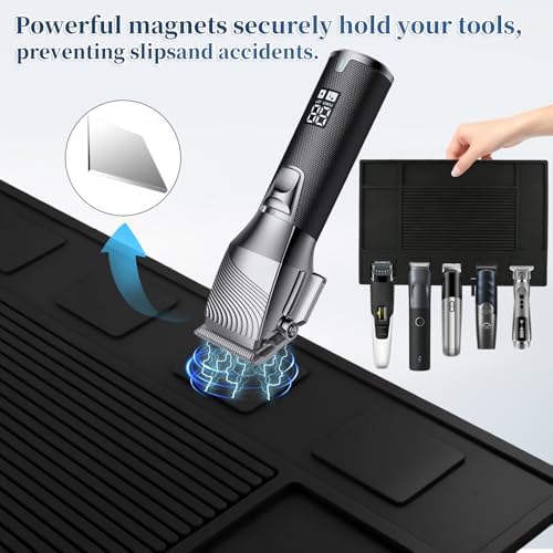 Magnetic Barber Mat for Clippers, Station Organizer with 5 Magnets - Image 3