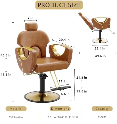 Reclining Salon Chair,Professional Barber Chair for Hair Stylist - Image 3