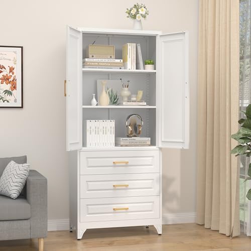 SteeLoong 75" Metal Storage Cabinet with Doors and 2 Adjustable Shelves - Image 4