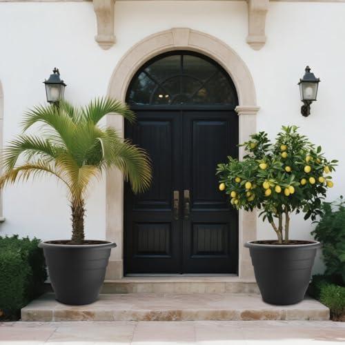 RooTrimmer 3 Pack 20 Inch Large Plant Pots for Outdoor,Heavy Duty Extra Large Deep Garden Planter with Drainage Holes,Sturdy Textured Black Flower Pot for Trees,Shrubs,Patio,Lawn - Image 6