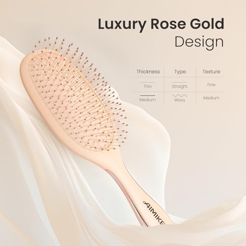 AIMIKE Rose Luxe Detangler Brush, Fine Thin Hair, Wet Dry Paddle Hair Brush - Image 2