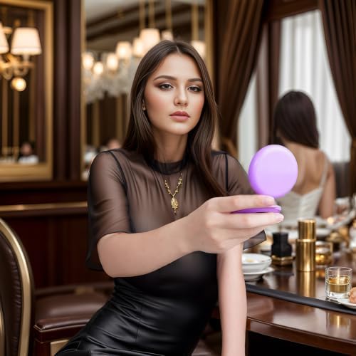 Heliltd 2pcs Folding Travel Mirror Pocket Hair Brushes, Round, Purple Black - Image 7