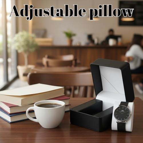 10 Pack Single Watch Gift Box for Men Women, PU Leather Watches Storage Case with Removable Pillow, Portable Display Organizer for Smart Watches & Jewelry, Premium Gift Box for Watch, Black - Image 4