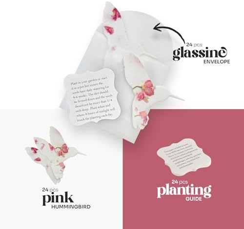 24 Favor Set, Pink Hummingbird Gift Wrap Tags w/Wildflower Seed - Image 3