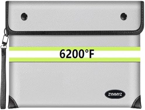 6200°F Upgraded Fireproof Document Bag with Waterproof Zipper,9 Layers of Heat Insulated Materials,Fireproof Money Bag for Cash,Valuables and Important Documents（Not Suitable for A4 Files） by Unknown