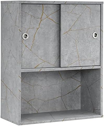 BarberPub Wall Mounted Storage Cabinet for Salon 7136 (Gold&Grey) by BarberPub