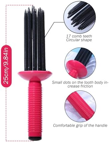 Curling Roll Comb 17 Teeth Portable Heat Resistant Curly Hair Brush Air Volume Non Slip Hairstyling Tools for Hair Salon - Image 3