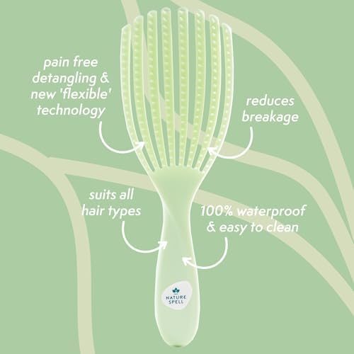 Nature Spell FlexiFlow Detangling Hair Brush, Flexible Strands, Green - Image 2