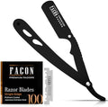 Facón Straight Razors for Men - Professional Barber Straight Edge Razor Kit with 100 Blades, Classic Stainless Steel Barbero Shaver for a Smooth & Precise Shave, Premium Barber Razor for Men's Shaving by Fac%C3%B3n