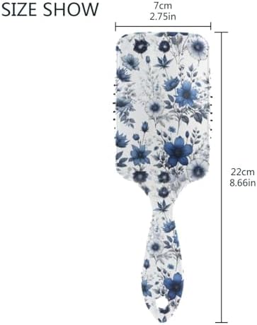 Blue Flowers Hair Brush, Soft Bristles Detangling Brush - Detangler Hairbrush Glides Through Tangles For All Hair Types (Wet Dry & Damaged Hair) - Image 3