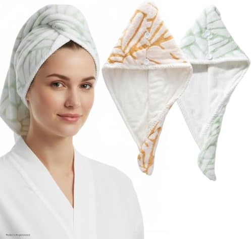 2-Pack Microfiber Hair dring Towel | 50% Faster Drying, Ultra Absorbent & Frizz Control | for Long/Curly Hair | 16 * 26" Large Size | Travel Gym Home Use(Yellow,Green) by YHPDYL