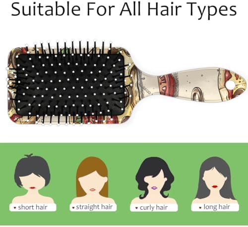 Hair Curler Brush Burger Pizzeria Detangling Hair Brush for All Hair Types,Hair Straightener Brush Wet and Dry Hair for Adults and Hair Brush for Women - Image 3