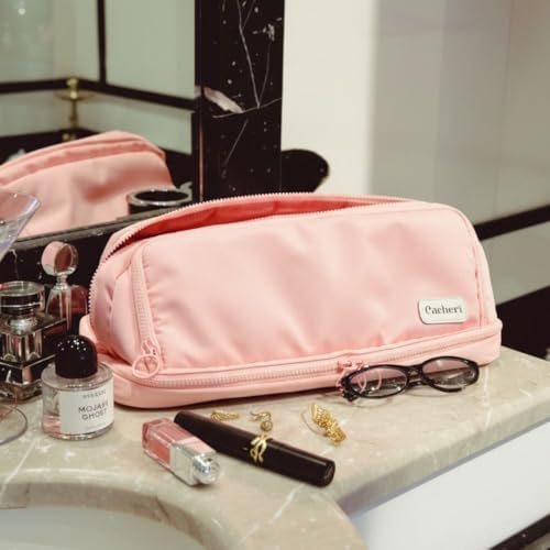 LARGE All in One Travel Toiletry Bag, Makeup Bag with Jewelry Compartment and Heat-Resistant Pocket for Hair Tools - Image 3