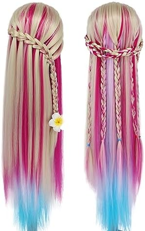 Eumos Mannequin Head with Hair, 29'' Training Head for Braiding - Image 3