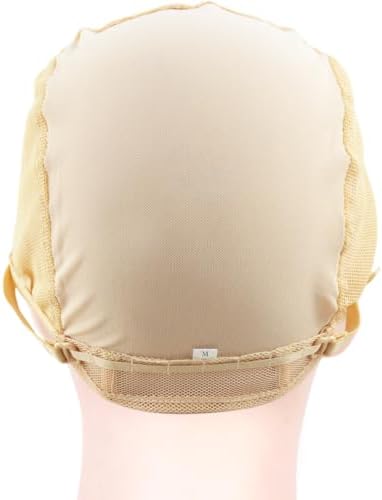 2 Pcs Double Lace Wig Caps with Adjustable Straps Swiss Lace Hairnet on the Back for Making Wig (Blonde M) - Image 4
