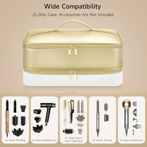Travel Hair Dryer Case for Shark Glam, Portable Hair Tools Bag for Shark FlexFusion, Double-Layer Storage Carrying Case for Shark FlexStyle Blow Dryer, Silki Straightener & Glossi Attachments Holder - Image 3