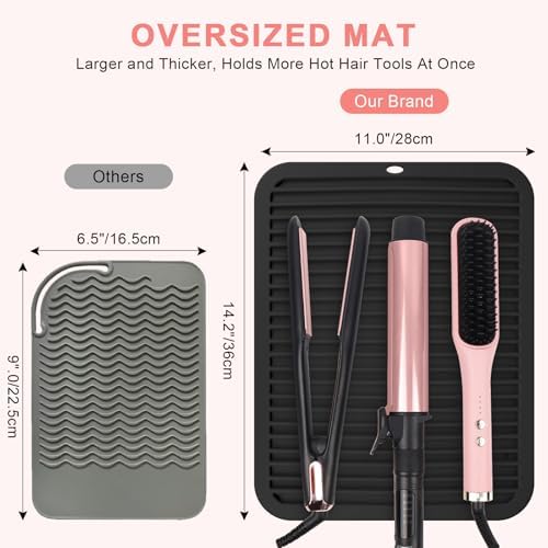Silicone Heat Resistant Mat for Hair Tools, Oversize, Black - Image 3