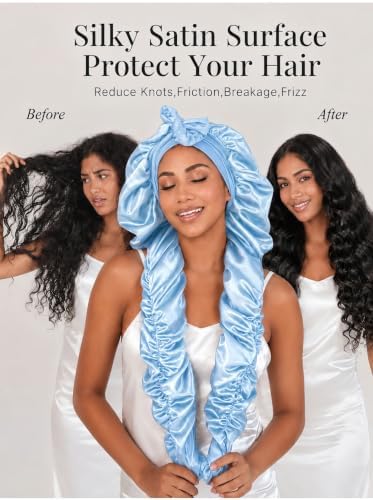 Double Layer Slik Like Satin Bonnet, 33-43" XXL Bonnet for Braids Long Hair - Image 2