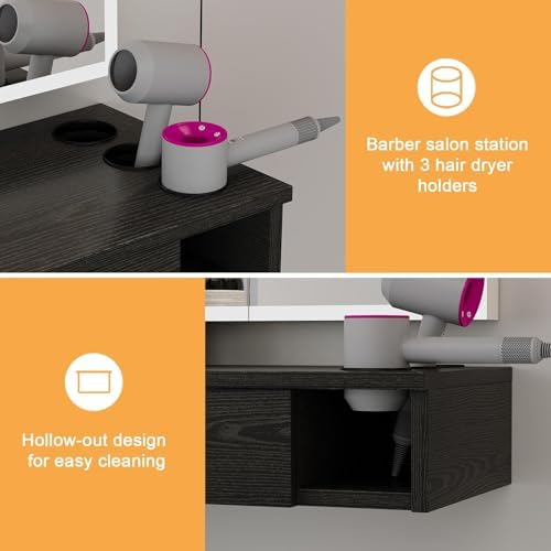 4ever2buy Black Salon Stations for Hair Stylist, Wall Mount Barber Station - Image 4