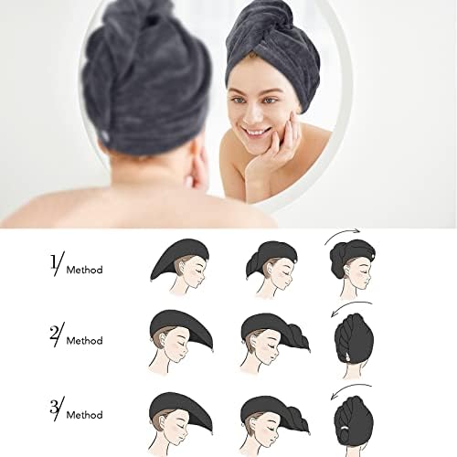 SINLAND Hair Drying Cap Hair Towel for Women 3 Pack Grey - Image 4