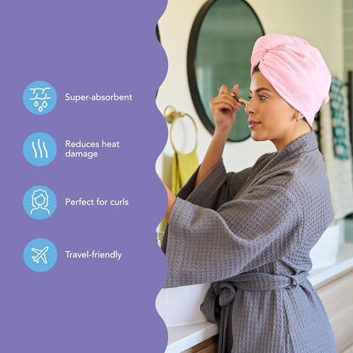 Turbie Twist Microfiber Hair Towel, Deep Claret & Sea Pink (2 Pack) - Image 2