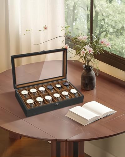 Uten Watch Box 12 Slot, Watch Display Case, Jewelry and Sunglasses Drawer - Image 3