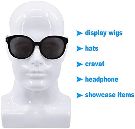 FanLin Male Mannequin Head Professional Manikin Head for Display Wigs Hats Headphone Mask Sunglasses Jewelry and Scravat Display Stand (Light white) - Image 4