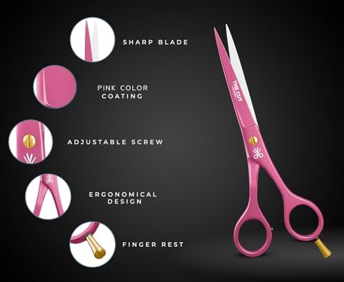The Cut Factory- 6.5” Professional Hair Scissors - High Carbon 420 Stainless Steel Hair Cutting Scissors, Ultra-Sharp Barber Shears for Salon & Home (PINK) - Image 4