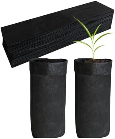 50PCS Deep Nursery Grow Bags, Black Plant Grow Bag for Starting Rooted Plants Vegetable, Flower, Seedling Tree Seedling Pots, 10" H Before Loading Soil by Gcrdplat