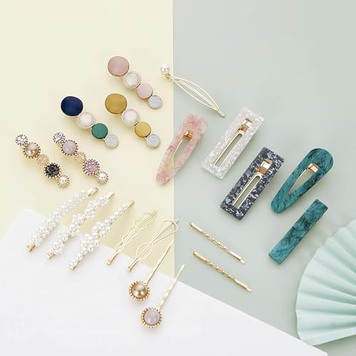 Mehayi 20 PCS Macaron Pearl Acrylic Resin Fashion Hair Clips Set, Cute Hair Barrettes Bobby Pins, Boho Fancy Hairpin Accessories Headwear Styling Tools, Gifts for Women Girls Decorative Wedding - Image 6