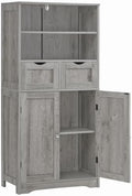 Iwell Storage Cabinet with 2 Drawers & Adjustable Shelf, Tall Bathroom Cabinet with Doors, Cupboard, Kitchen Cabinets for Living Room, Dining Room, Entryway, Grey by IWELL