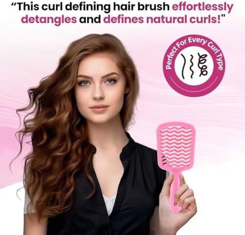 Detangling Brush for All Wet or Dry Hair Types, Pain-Free Brushing Durable, DuoFlex Anti-Static Bristles, Lightweight Handle, Vented Wave UltraFlex Hair Brush(Pink) - Image 3