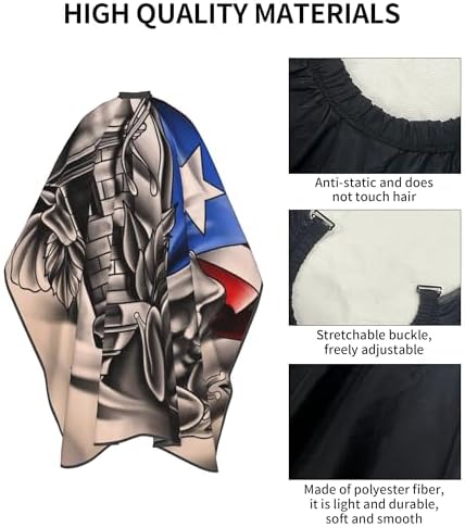 Puerto Rico Frog Barber Cape, Puerto Rican Flag Hair Salon Haircut Gown, Hair Cutting Apron with Adjustable Closure, Professional Salon Cutting Barber Skirt for Barbershop - Image 4
