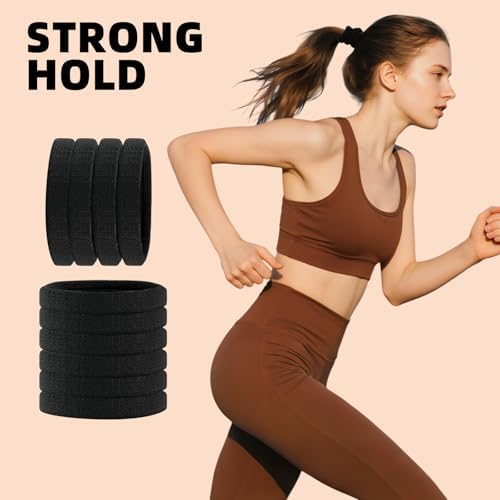 80pcs Black Thick Hair Ties for Women, 2.36 IN Large No Metal Ponytail Holders, Heavy Duty Elastic Hair Bands, Durable No Damage Hair Elastics for Thick & Curly Hair, Strong Hold - Image 4