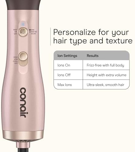 Infiniti PRO CONAIR 2" Frizz Free Round Air Brush, Hot Brush with Titanium Ceramic Technology, Ionic Control, and Detangling Bristles for Gentle Drying and Added Shine, Rose Gold - Image 4