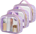 PACKISM Clear Makeup Bag Travel - TSA Approved Toiletry Bag, 3 Pack Purple by Packism