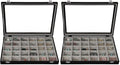Stratalife Jewelry Organizer Earring Holder Jewelry Tray Earring Storage Organizer Display Rock Collection Box Jewelry Storage For Women Girls 30 Grid (Gray Black) (Pack of 2) by Stratalife